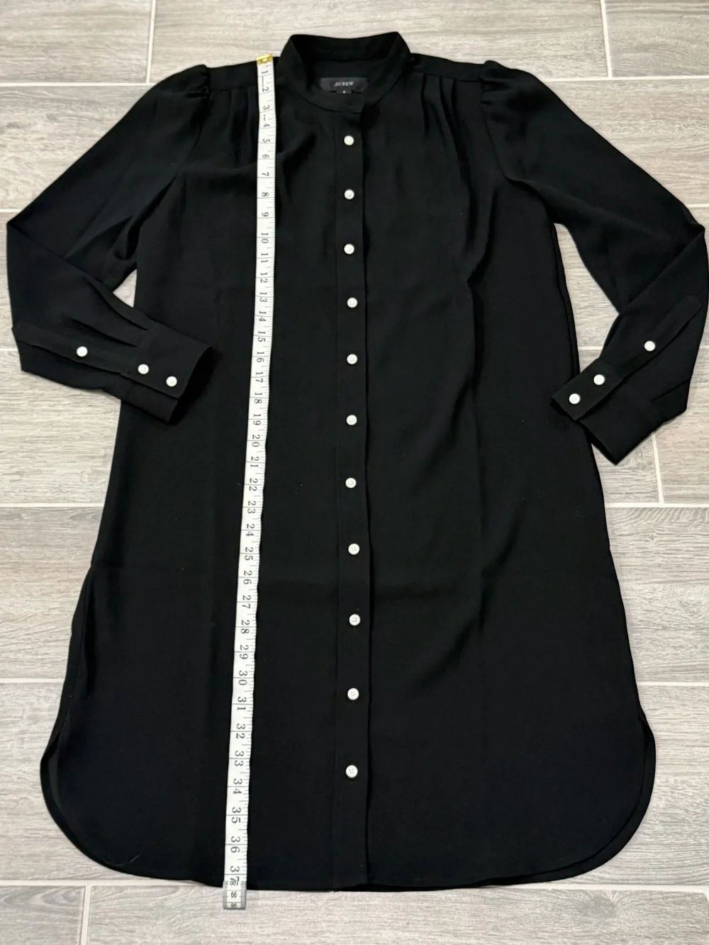 NWT! J. Crew Black Button-Front Midi Dress in 365 Crepe. Size 4.